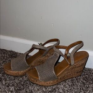Franco Sarto Taupe Wedge Sandals